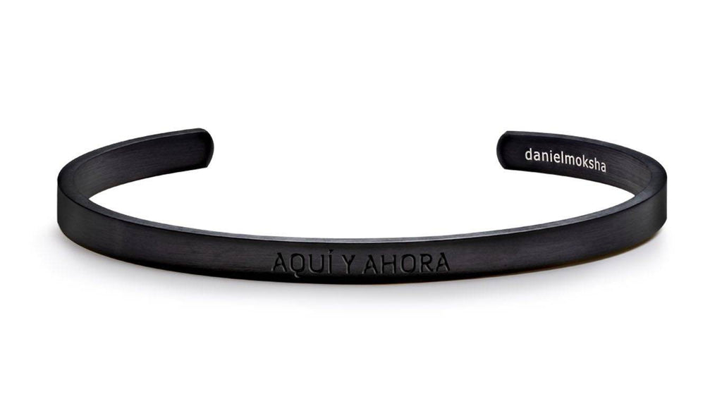 Pulsera Aquí y Ahora (Gruesa sin tinta negra) Negra Daniel Moksha