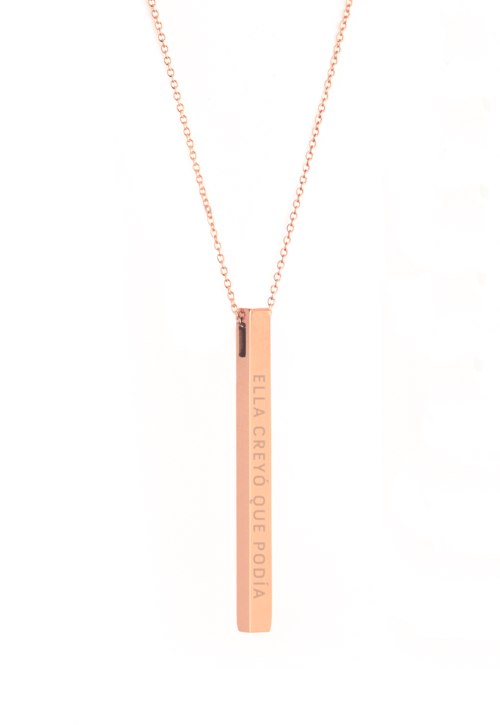 Collar de Barra Ella creyó que podía y lo hizo - Oro Rosa  Daniel Moksha