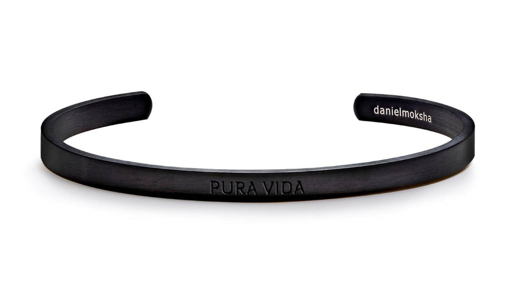 Pulsera Pura vida (Hombre sin tinta negra) Negra  Daniel Moksha