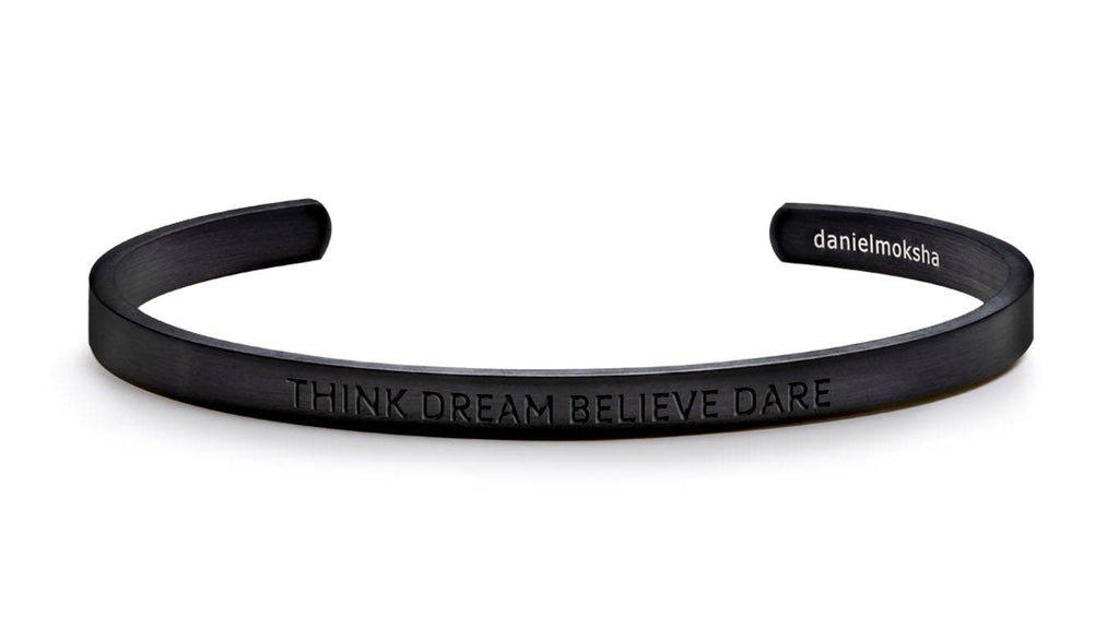 Pulsera Think Dream Believe Dare (Gruesa sin tinta negra)  Negra Daniel Moksha